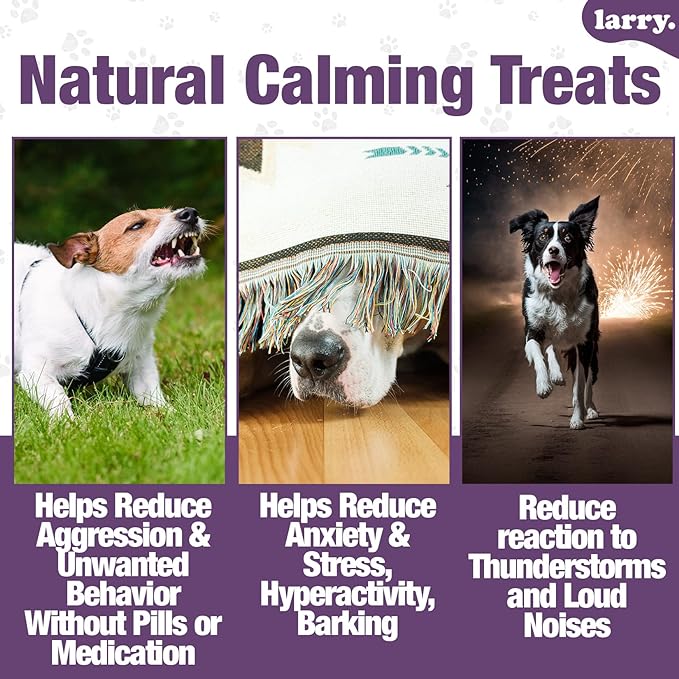 Larry Calming Dog Chews for Anxiety Relief, All-Natural Ingredients, Delicious Flavor, No Drowsiness, Made in The USA