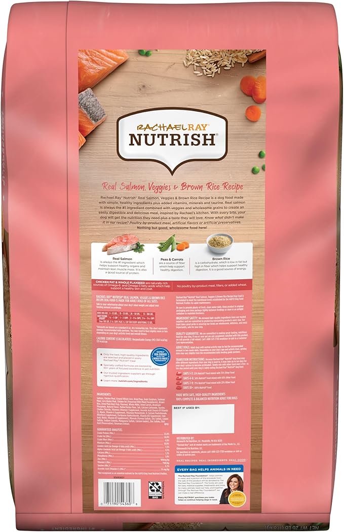 Rachael Ray Nutrish Salmon Dry Dog Food, 26 Pound Bag