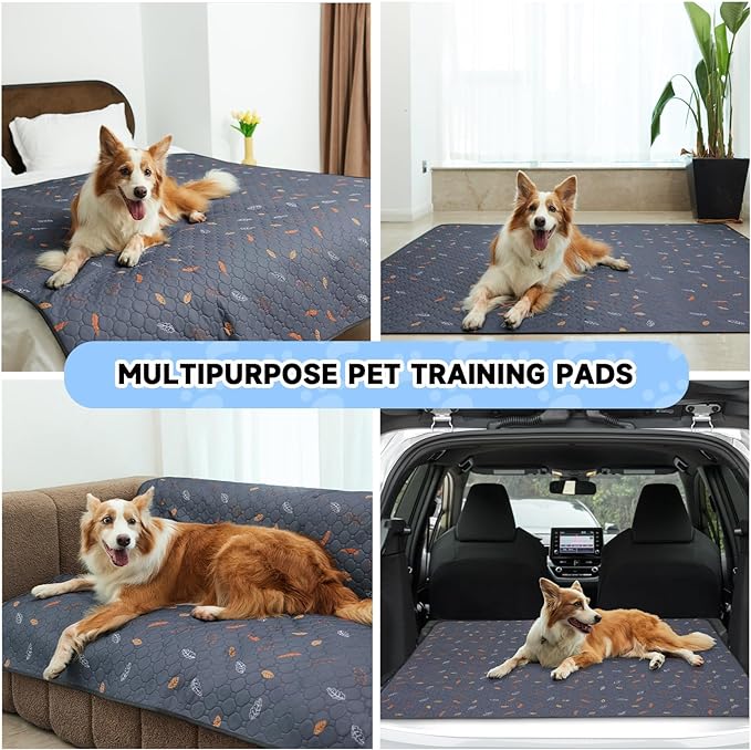 Washable Pee Pads for Dogs Extra Large 48" x 60" 2-Pack, Reusable Puppy Pads Pet Training Pads for Dog Playpen Indoor, Waterproof Dog Pee Pads for Puppy Playpen, Whelping Pad - Deep Grey