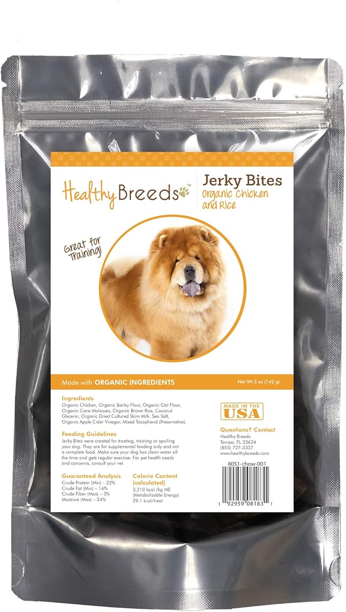 Healthy Breeds Chow Chow Jerky Bites Chicken & Rice Recipe Dog Treats 5 oz