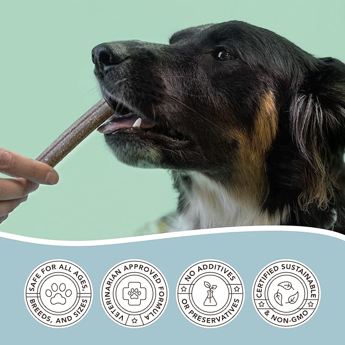 Natural Dog Company Premium Dog Dental Chews, Natural Dental Sticks to Clean Teeth and Freshen Breath, Helps Control Plaque and Tartar Treats for All Breeds and Sizes, Made in USA, 18 Count