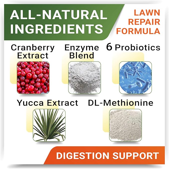 StrellaLab Grass Restore Treats for Dogs - Dog Pee Lawn Repair Chew Probiotics + Digestive Enzymes, Cranberry - Dog Urine Neutralizer for Grass Burn Spots - Health & Wellness Supplements for Dog