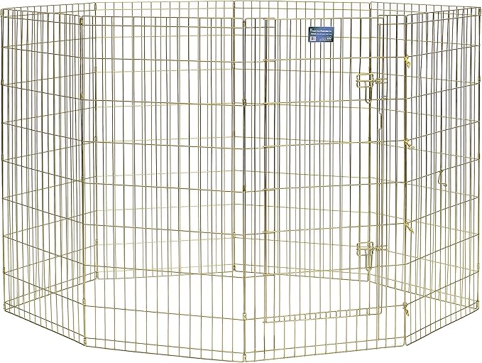 MidWest Homes for Pets Foldable Metal Dog Exercise Pen / Pet Playpen, Gold Zinc w/ door, 24'W x 48'H