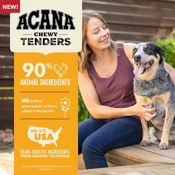 ACANA Chewy Strips Dog Treats, Chicken, Chewy Poultry Treats, 4oz