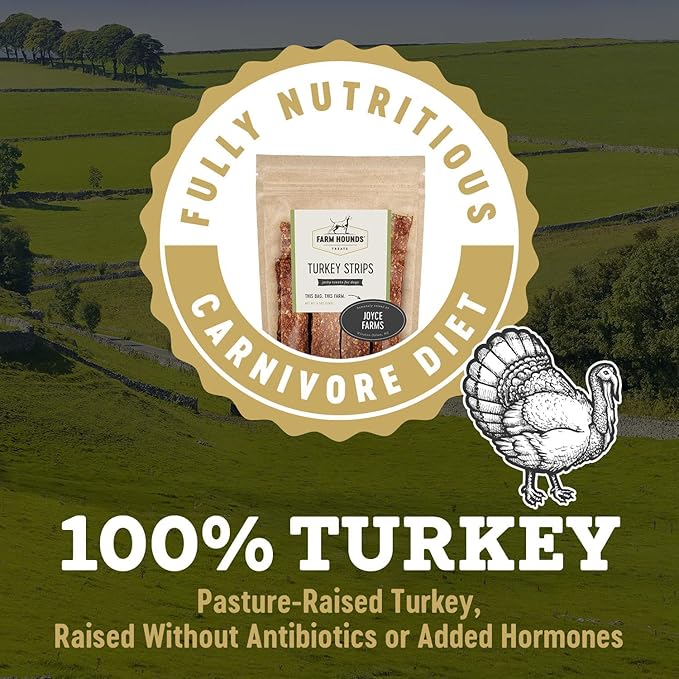 Farm Hounds Premium Natural Turkey Treats for Dogs, 100% Made from Humanely-Raised Turkeys, No Fillers Added, Nutrient-Rich Turkey Jerky Dog Treats, Healthy Delicious Dog Strips, Made in USA, 2-Pack