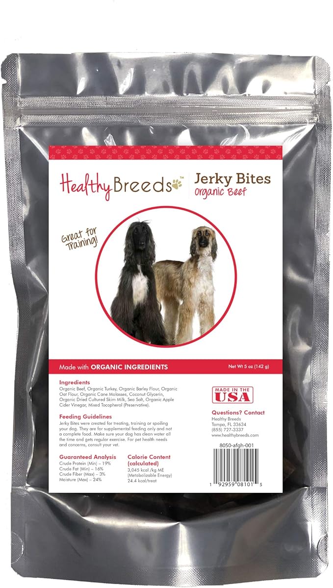 Healthy Breeds Afghan Hound Jerky Bites Beef Recipe Dog Treats 5 oz