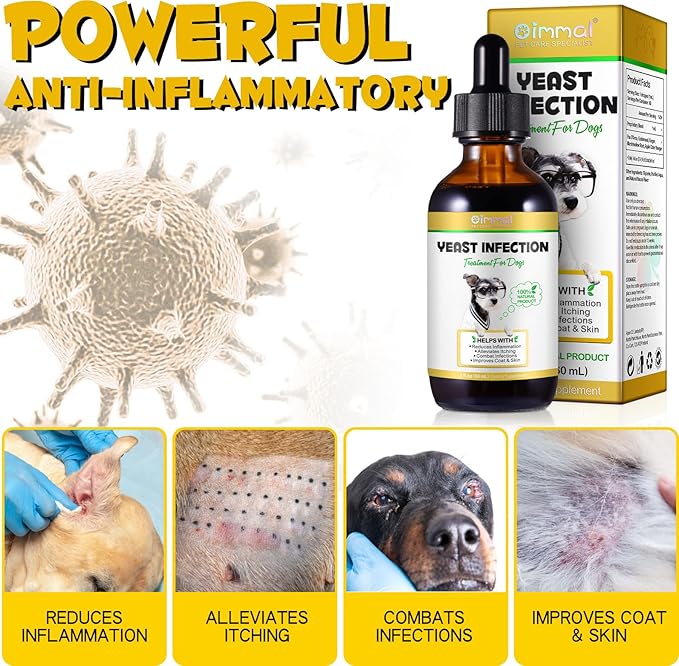 Dog Yeast Infection Treatment, 4 Fl Oz Natural Yeast Infection Treatment for Dogs Supports Dog Skin Itch Relief, Dog Ear Infection & Allergy Relief, Pet Supplies Dog Ear Care, Bacon Flavor - 2 x 60ml
