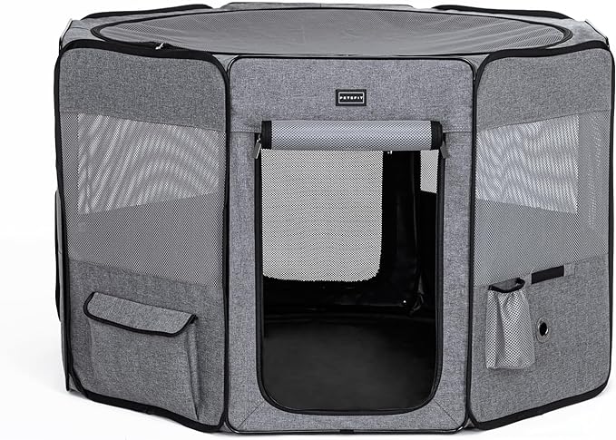 Petsfit Portable Dog Playpen for for Large Dogs/Cat/Rabbit/Chick, with Water Bottle Holder and Carrying Case, for Travel/Indoor/Outdoor Use, Large (45.5"x45.5"x28.5")