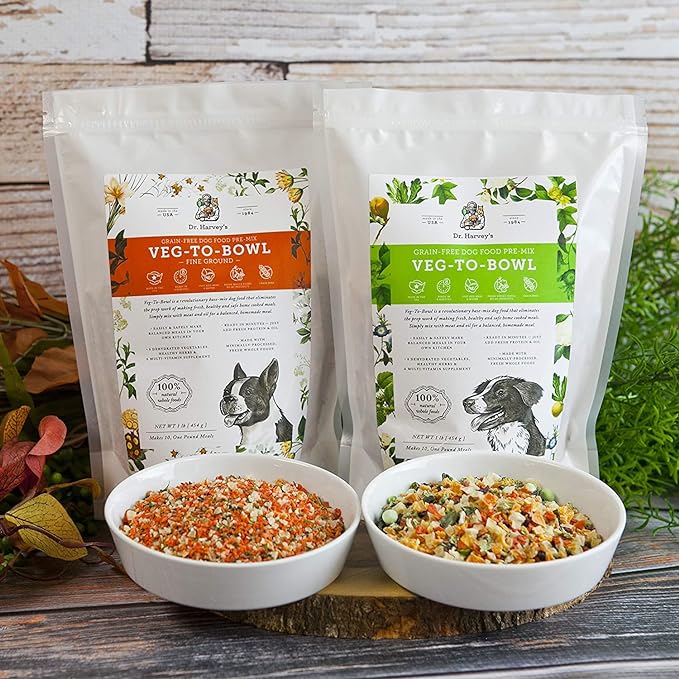 Dr. Harvey's Veg-to-Bowl Fine Ground Dog Food, Human Grade Dehydrated Base Mix for Dogs, Grain Free Holistic Mix for Small Dogs Trial Size (6.5 oz)