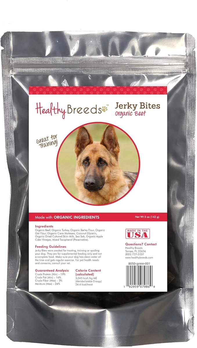 Healthy Breeds German Shepherd Jerky Bites Beef Recipe Dog Treats 5 oz