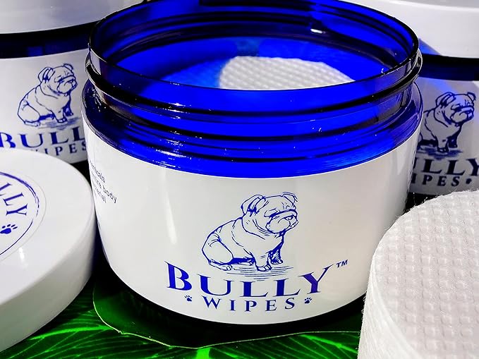 Bully Wipes - Bulldog Wrinkle Wipes Specifically for Bulldog Breeds All Natural Organic Formula Refreshing Botanical Scent - Removes Dirt - Safe to use around Eyes, Ears, Paw, Wrinkles!