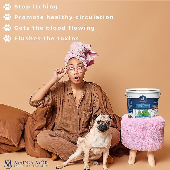 Madra Mor Mobility Dog Essentials Mud Bath | Dog Bath Spa Treatment for Dog Arthritis Pain Relief | Anti Itch for Dogs Wash for Dog Grooming | 7.5lb Pail w Worldwide Nutrition Multi Purpose Key Chain