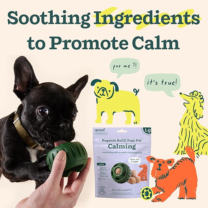 WOOF Pupsicle Refill Pops for Calming - Calming Dog Treats - Long-Lasting Refills for The Pupsicle Toy to Promote Calm - Magnesium for Dogs- Large Pops - 7 count