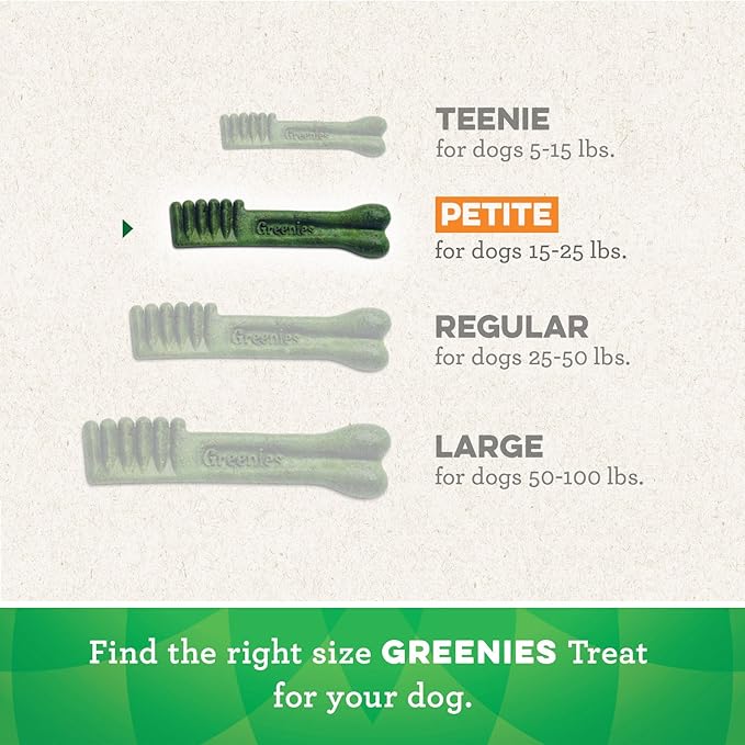 Greenies Original Petite Natural Dental Care Dog Treats, 72 oz. Pack (120 Treats)