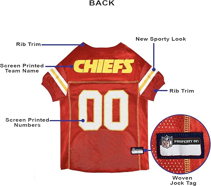 NFL Kansas City Chiefs Dog Jersey, Size: Medium. Best Football Jersey Costume for Dogs & Cats. Licensed Jersey Shirt
