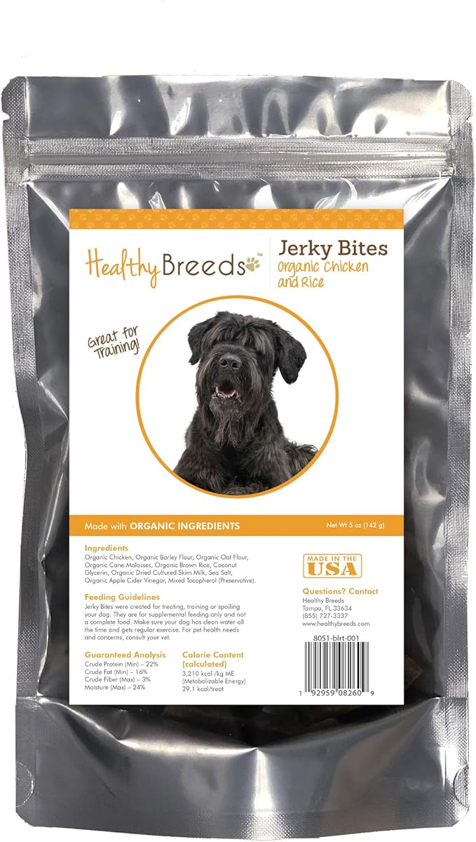 Healthy Breeds Black Russian Terrier Jerky Bites Chicken & Rice Recipe Dog Treats 5 oz