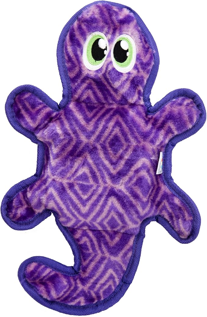 Outward Hound Durablez Tough Plush Squeaky Dog Toy, Gecko, Purple, Medium