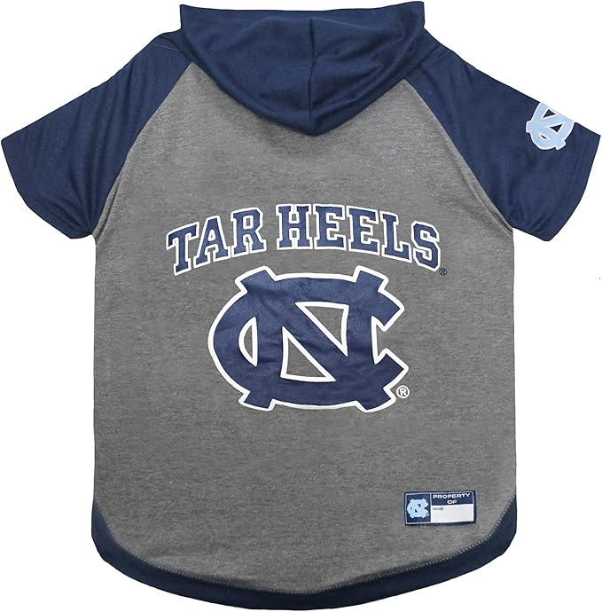 NCAA NORTH CAROLINA TAR HEELS HOODIE for DOGS & CATS, LARGE COLLEGIATE Licensed DOG HOODY Tee Shirt. Sports HOODY T-Shirt for Pets. COLLEGE Sporty Dog Hoodie Shirt.