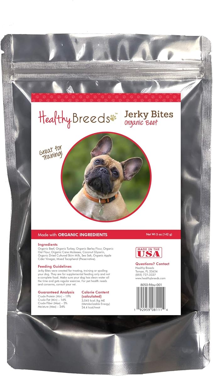 Healthy Breeds French Bulldog Jerky Bites Beef Recipe Dog Treats 5 oz
