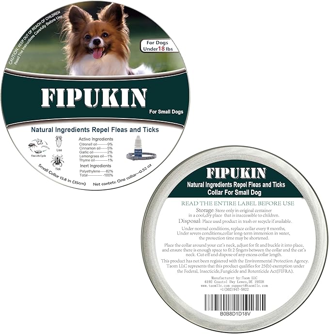 Natural Ingredients Flea Repellent Collar for Small Dogs,Safe and Effective Flea and Tick Repellent, Waterproof,8 Months Protection,Free Comb and Tick Scoop,Flea Repellent Drops,13.8 Inches,1-Pack