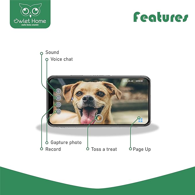 Pet Camera with Treat Dispenser/Tossing for Dogs/Cats, Smart Dog/Cat Camera, Free App, 2.4G & 5G WiFi, 1080P HD Live Video, Auto Night Vision, 2-Way Audio, Motion Alert, No Monthly Fee
