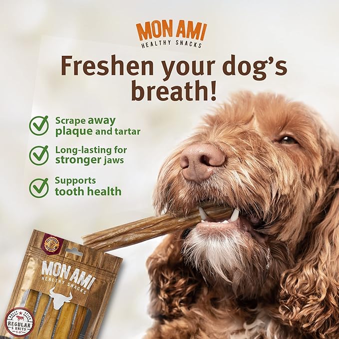 Mon Ami Regular Bully Sticks for Large and Small Dogs (5-6 inches, Pack of 20) - Grass Fed Dog Treats - Bully Sticks Natural Dog Treat