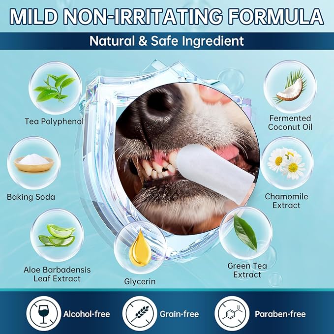 Teeth Cleaning Wipes for Dogs & Cats, 120 Counts Dental Wipes for Reducing Plaque & Tartar for Cats and Dogs, Disposable Gentle Breath Freshener Dental and Gum Care Finger Pet Wipes