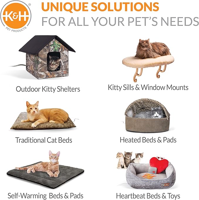 K&H Pet Products Mother's Heartbeat Plush Kitten Calming Toy Heart Pillow Red Kitten Heartbeat 6 Inch