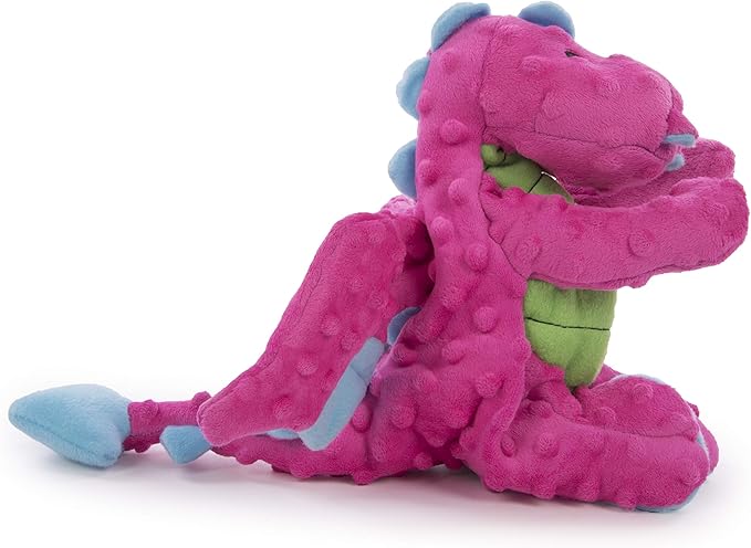 goDog Bubble Plush Dragons Squeaky Dog Toy, Chew Guard Technology - Pink, Large