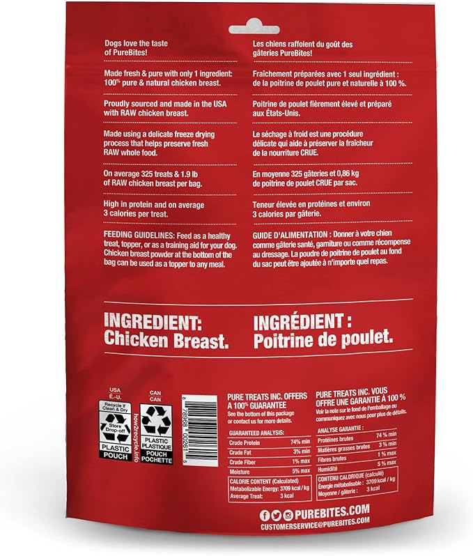 PureBites Freeze Dried RAW Chicken Breast Treats for Dogs, 8.6oz
