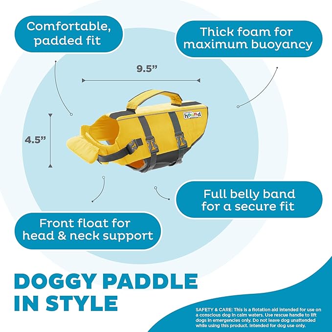 Outward Hound Granby Splash Yellow Dog Life Jacket, XS