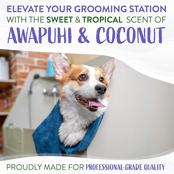 TropiClean Awapuhi Coconut Whitening Dog Shampoo for White Coats & All Coat Types | Natural Pet Shampoo Derived from Natural Ingredients | Cat Friendly | Made in the USA | 1 gal.