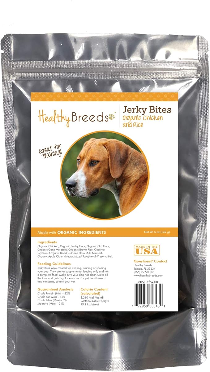 Healthy Breeds English Foxhound Jerky Bites Chicken & Rice Recipe Dog Treats 5 oz