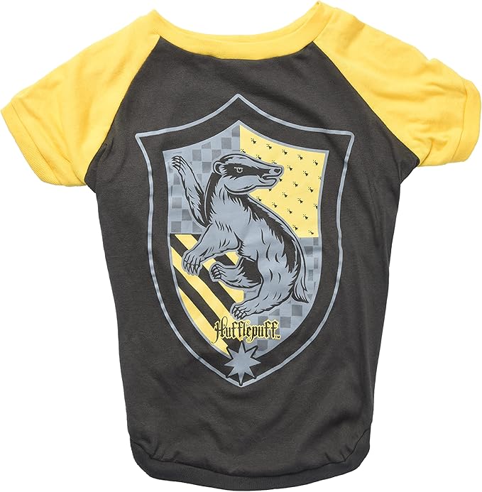 Harry Potter Hufflepuff Pet T-Shirt in Size Extra Small | XS Dog T-Shirt, Harry Potter Dog Shirt | Harry Potter Dog Apparel & Accessories for Hogwarts Houses, Hufflepuff, (FF18873),Yellow