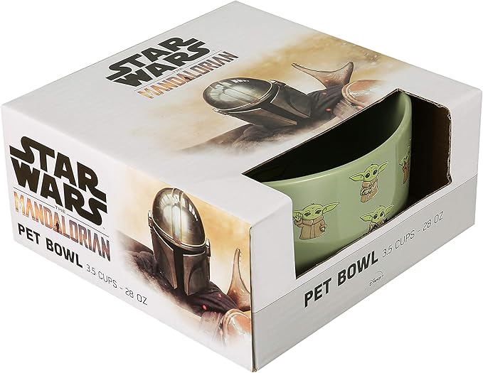 STAR WARS The Mandalorian Baby Yoda Ceramic Dog Bowl, 3.5 Cups | Meal Time Dog Food Bowl, Green Dog Bowl with Baby Yoda | Dog Water Bowl for Dry Food or Wet Food,1 Count (Pack of 1),FF16627