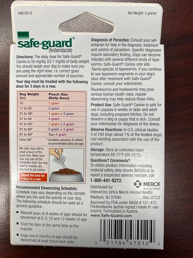 ThePetStop Safe-Guard Canine Dewormer 3 Dose x 1 Gram