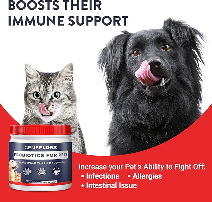 Digestive Enzymes and Probiotic for Pets (Dogs, Cats, Rabbits and More, 125 mg, 120 servings) by Geneflora for Pets Pack of 2