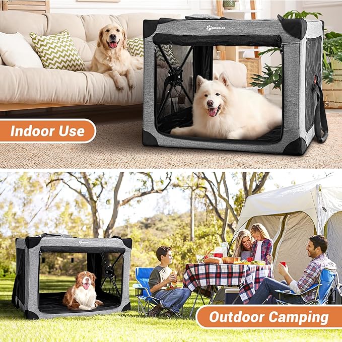 MIU COLOR Collaspsible Quick Set-up Dog Crate-32inch Portable Travel for Medium Dog,3-Door & Durable Mesh Windows and Soft mat,Indoor & Outdoor,Travel…