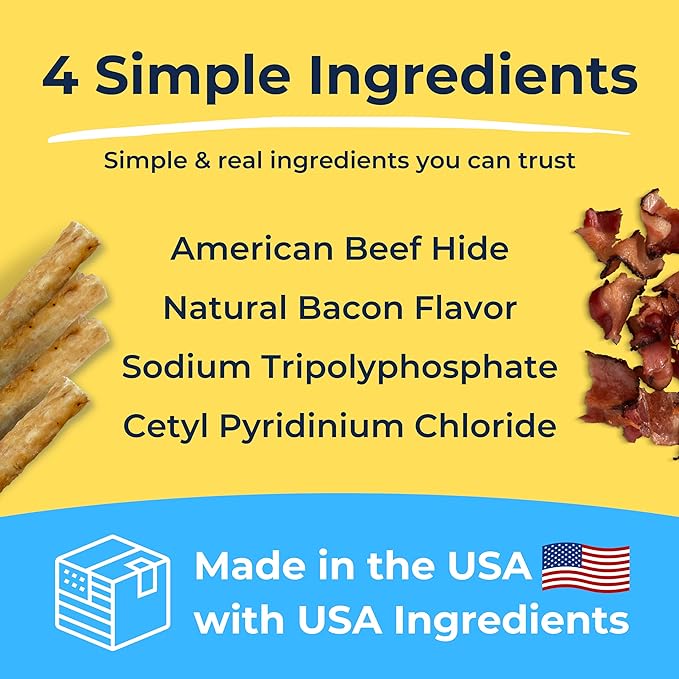 Soft Rawhide Chews | Safe Dental Treats for Small Dogs | Vet VOHC Approved | Daily Bone Cleans Teeth & Gums Fresh Breath Oral Health Support | USA Made | (Small Dogs / 12 Count)