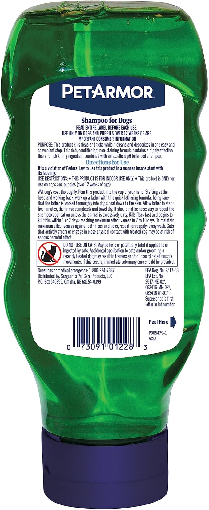 PetArmor Flea & Tick Protection Shampoo for Dogs, Sunwashed Linen Scent, 18 oz