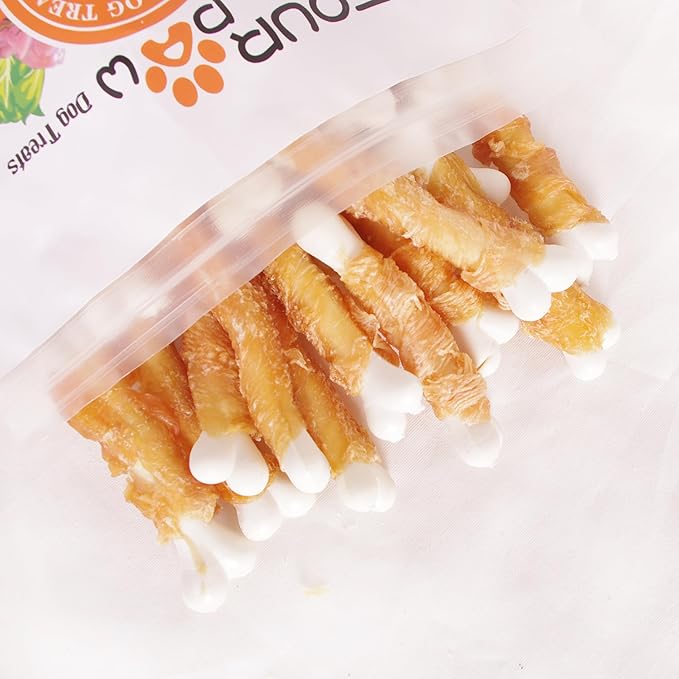Dog Treats, Chicken Wrapped Calcium Dog Bones, Rawhide Free Dog Treats, 2.8 inch, 12oz
