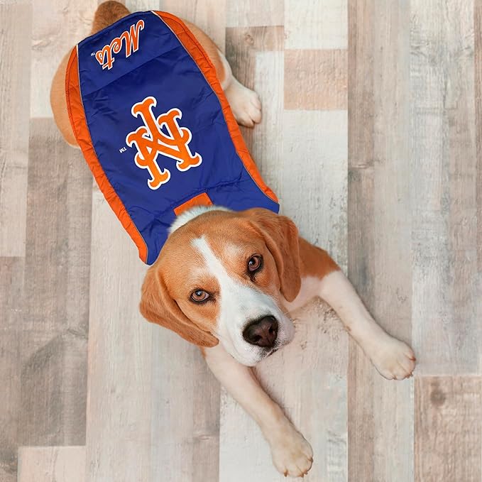 Pets First MLB New York Mets Puffer Vest for Dogs & Cats, Size Large. Warm, Cozy, and Waterproof Dog Coat, for Small and Large Dogs/Cats. Best MLB Licensed PET Warming Sports Jacket (MET-4081-LG)