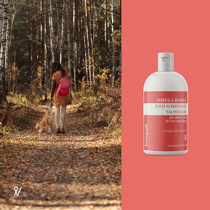 2024 Everpath Upgraded Salmon Oil Omega 3 Boost for Dogs and Cats - 16 Fluid Ounces/473mls | USA Made | Supports Coat, Skin, and Immune System | Norwegian Salmon Oil for Pets | Natural Solution