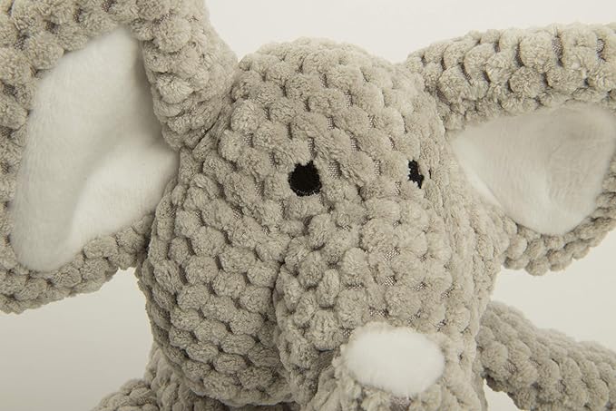 goDog Checkers Elephant Squeaky Plush Dog Toy, Chew Guard Technology - Gray, Small
