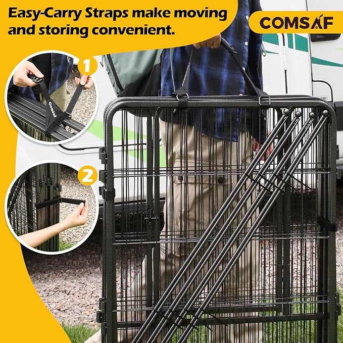 ComSaf Dog Playpen Indoor, 24" Height 16 Panels Metal Dog Fence,Playpen for Medium/Small Dogs, Portable Pet Puppy Playpen for Indoor