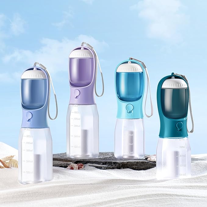 Dog Water Bottle with Food Container, Portable Pet Dog Water Dispenser for Outdoor Walking,Hiking,Travel,Puppy essentials,Puppy supplies,Replaceable Waste Bags