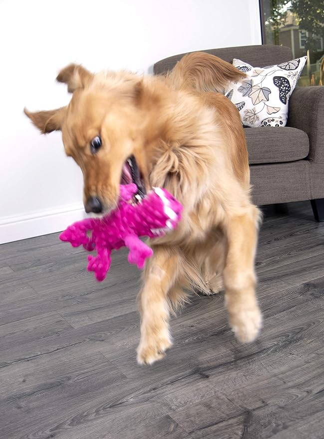 goDog Gators Squeaky Plush Dog Toy, Chew Guard Technology - Pink, Large