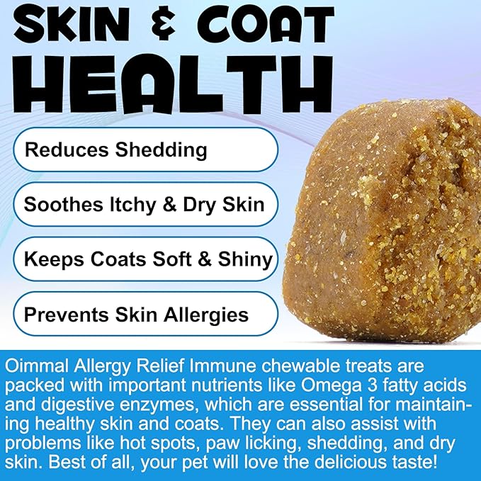 Dog Itch and Immune Chews, Itch Relief Allergy Relief for Dogs, Anti Itch for Dogs, Skin Allergy Treatment for All Dog Breeds, 60 Chews Duck Flavor Dog Skin& Coat Health Supplement