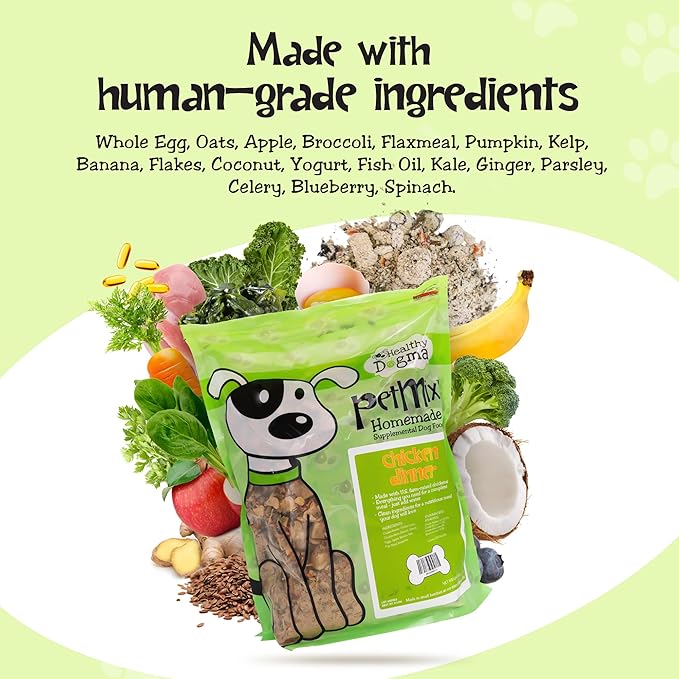 Healthy Dogma - PetMix Dehydrated Dog Food for Allergies - Grain Free, Freeze Dried, Raw, Homemade Dog Food (Chicken Dinner, 10 lbs)