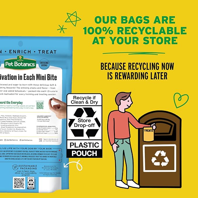 Pet Botanics 10 oz. Pouch Training Reward Mini Soft & Chewy, Beef Flavor, with 500 Treats Per Bag, The Choice of Top Trainers